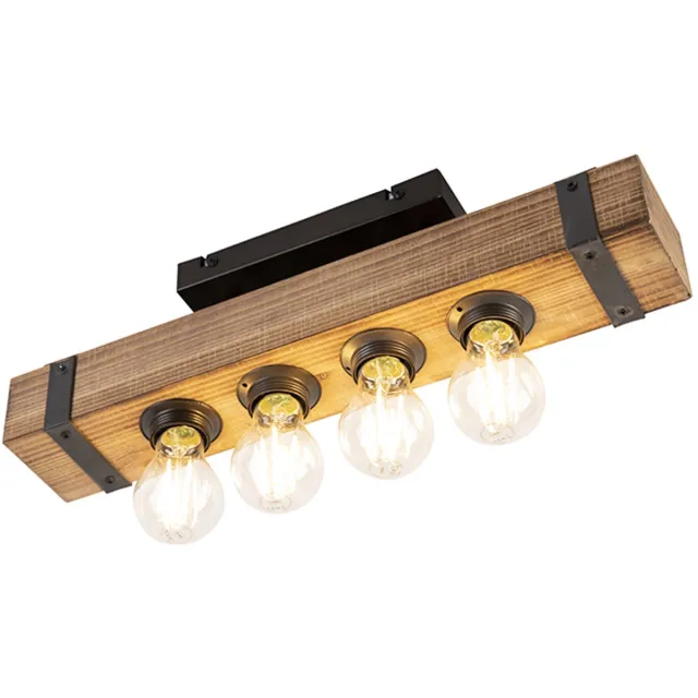 QAZQA reena - Industriele Plafondlamp - 4 lichts - L 465 mm - Bruin - Industrieel - Woonkamer | Slaapkamer | Keuken