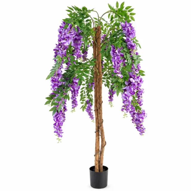 EDENIA Kunstplant - Synthetisch glycine in een pot, hoogte 130 cm Paars