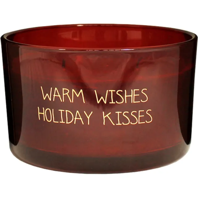 My Flame Lifestyle Sojakaars Glas XL Warm Wishes, Holiday Kisses Candle Rood