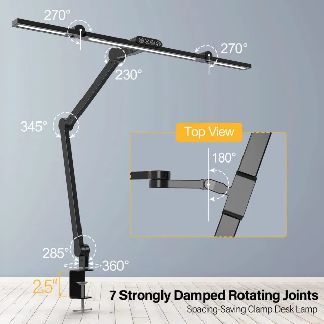 Founder FDDL03 - Lange dimbare bureaulamp - Verstelbare lamp voor grote schermen - Studio Bureaulamp-valentijn cadeautje Zwart