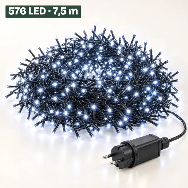Levano Kerstboomverlichting 576 LED 7,4 m Wit - Kerstverlichting Binnen en Buiten - Clusterverlichting - Kerstlampjes - Kerstboom Lampjes - Kerstversiering - Kerstlichtjes - Treecluster - Sfeerverlichting - LED Lichtsnoer - Timer - IP44
