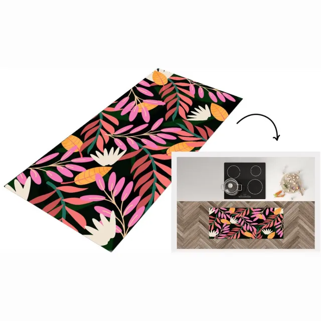 KitchenYeah Keukenloper - Loper keuken - Tropisch - Bloemen - Patronen - Keukenloper vinyl Multicolor