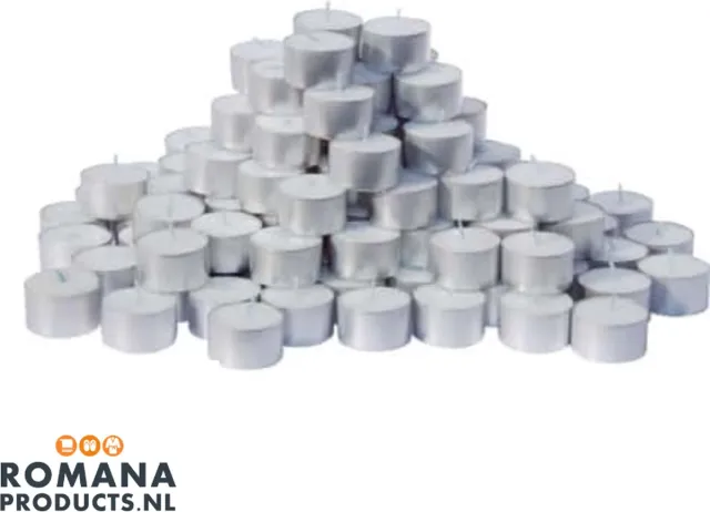 Q-Lights Romana Products Q-Lights Waxine Kaarsjes 10 Branduren - Langdurige Theelichtjes voor Decoratie - 240 stuks - Grijs