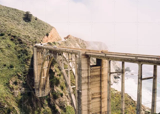 IXXI Bixby Creek Bridge, Pati Photography - 140 x 100 cm - Grote wanddecoratie en posters - Fotografie, Mancave, Architectuur Warme kleuren