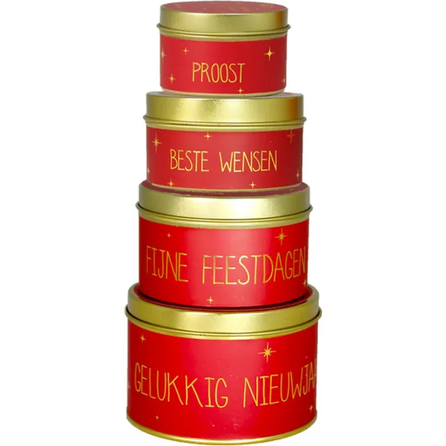 My Flame Lifestyle MY FLAME - KERST - Luxe giftbox met 4 geurkaarsen - Winter Glow - Rood