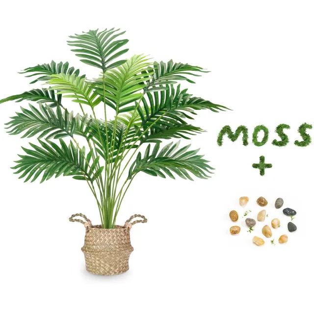 Ibenzoa Grote decoratieve kunstpalm van 71 cm voor woonkamer of balkon Groen