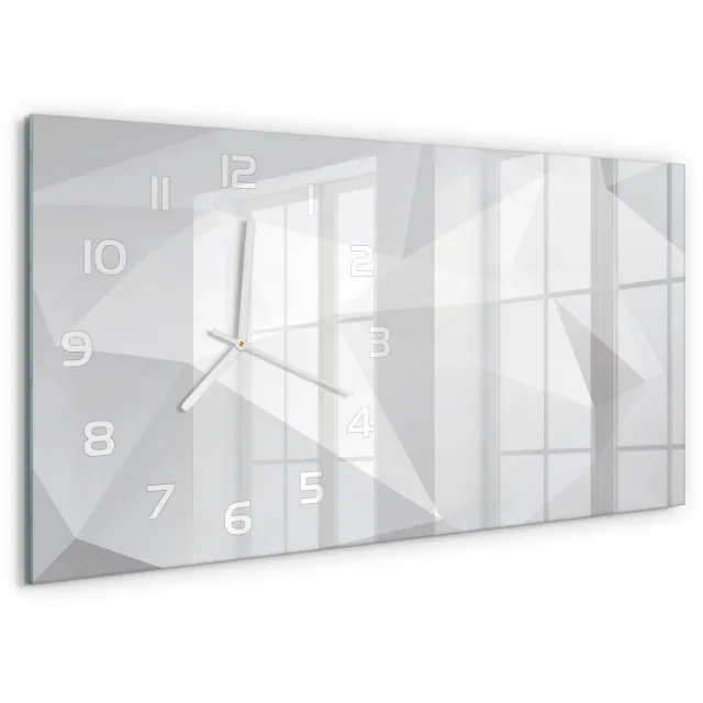 TULUP Wandklok - Abstracte achtergrond Glazen Wandklok Design - 60x30 cm - Wit Klok Glas Met Opdruk - Witte handen - Rechthoekige Klok - Wandklok Glas Met Motief - Decoratieve Glazen Klok