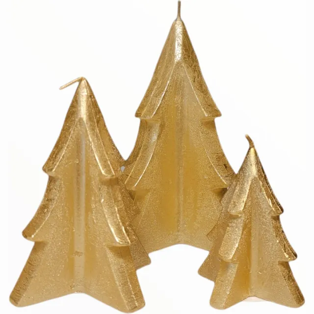 Home Society Set 3 stuks - Kerstboom kaarsen - Goud
