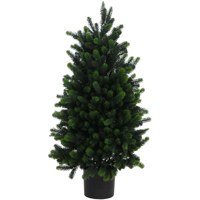 MCW Kunstspar MCW-R29, decoratieve boom, kunstboom, kunstplant, voor buiten, polyethyleen, 90 cm Groen