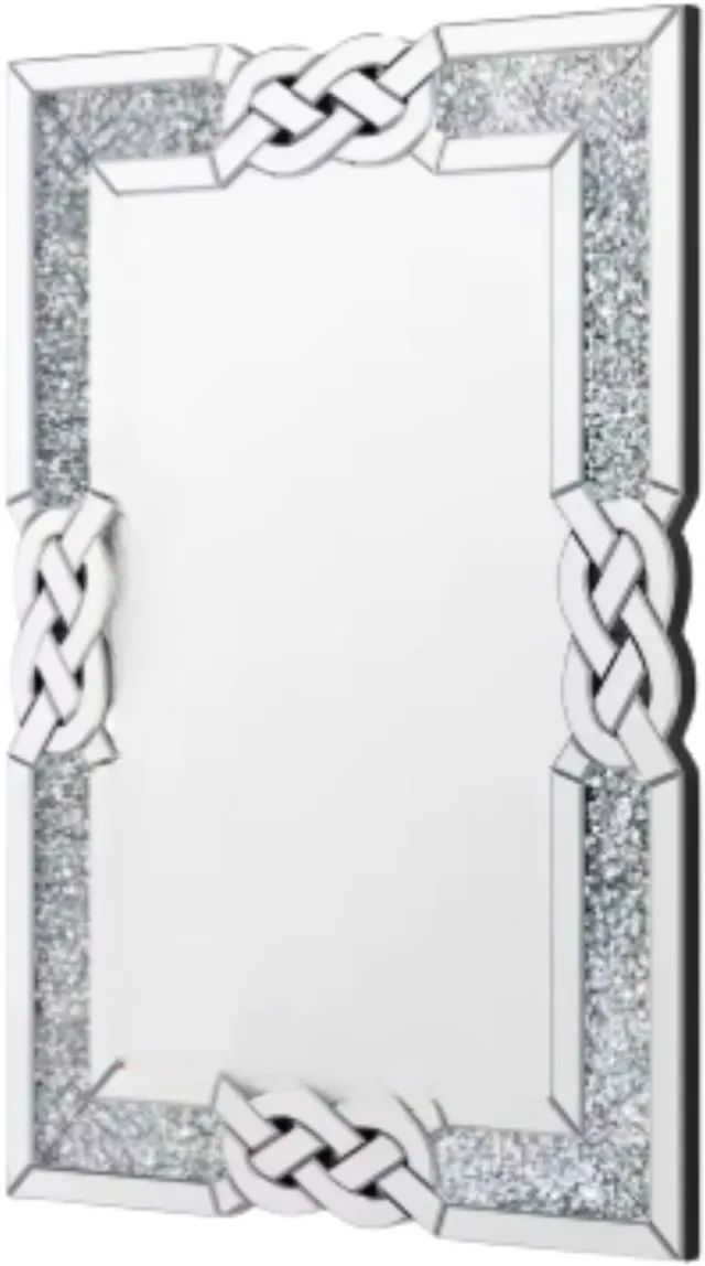 Bolt Edge Kristal Wandspiegel XL - Woonkamer & slaapkamer - Rechthoek - Staand of hangend - 90x60cm Zilver