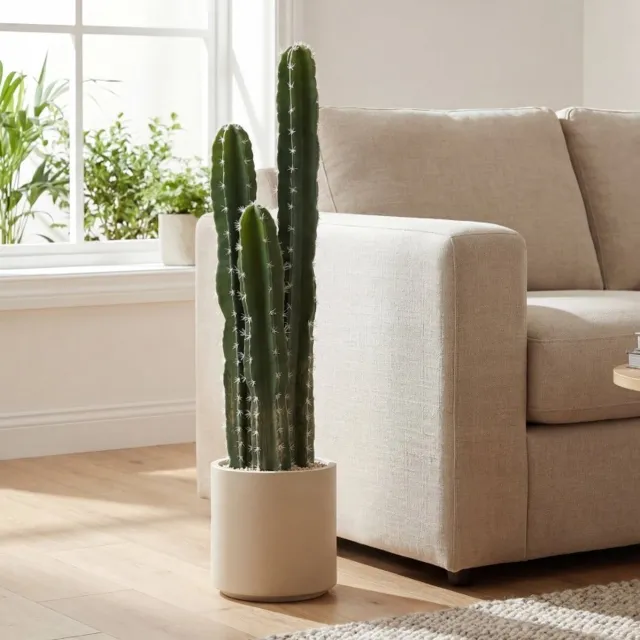 OKWISH Kunstplant Kaktus 95 cm Met Pot Kunststof Groen Voor Binnen Realistisch Decoratief Onderhoudsvrij Voor Woonkamer En Slaapkamer Green