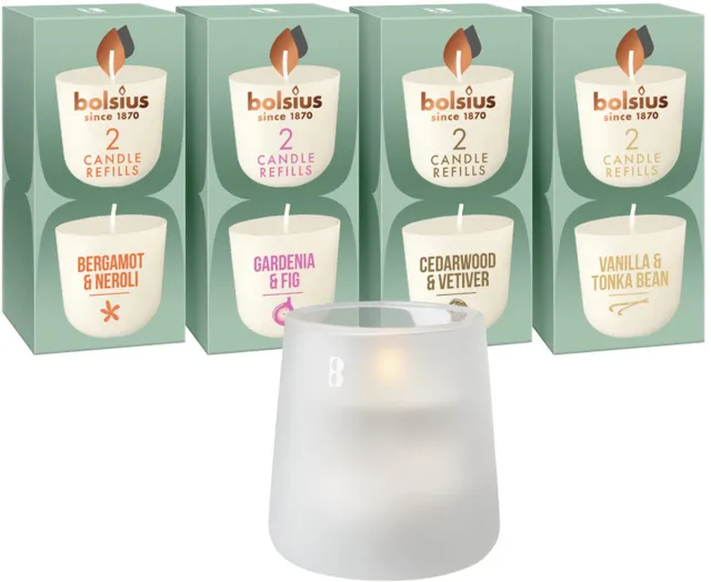 Bolsius CleanLight - Wit - Houder en navulbare Geurkaarsen - Starterkit - Met 9 (on)gegeurde Refills