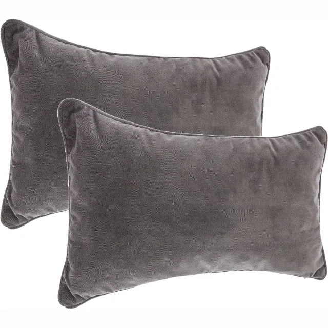 Atmosphera Bank/sierkussens Sophia - 2x stuks - 30 x 50 cm - polyester met rits Dark grey