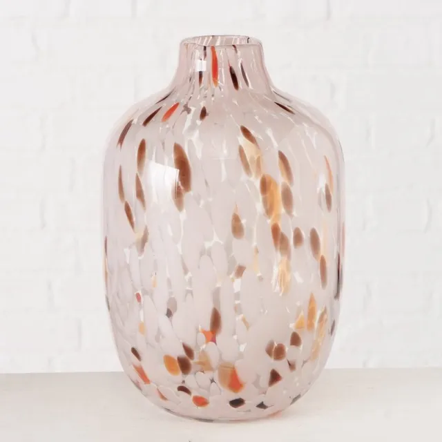 Boltze Home Glazen Vaas Cheetah Luipaardprint - Decoratieve Bloemenvaas - Jungle Chic - Ø15 x 26 cm - Modern & Hotel Chique Interieur Beige