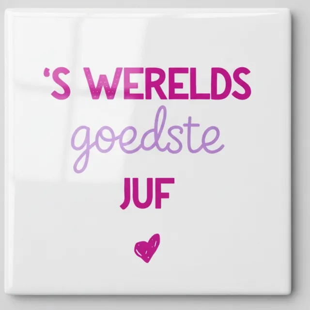 Nevolis ’s Werelds Goedste Juf Keramische Tegel – Lief Cadeau voor de Beste Juf – Decoratieve Wandtegel 15×15 cm Multi Color