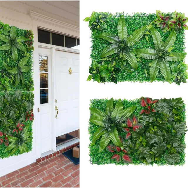 Ibenzoa Set van 2 Realistische Kunstplantenpanelen voor Binnen en Buiten Decoratie groen