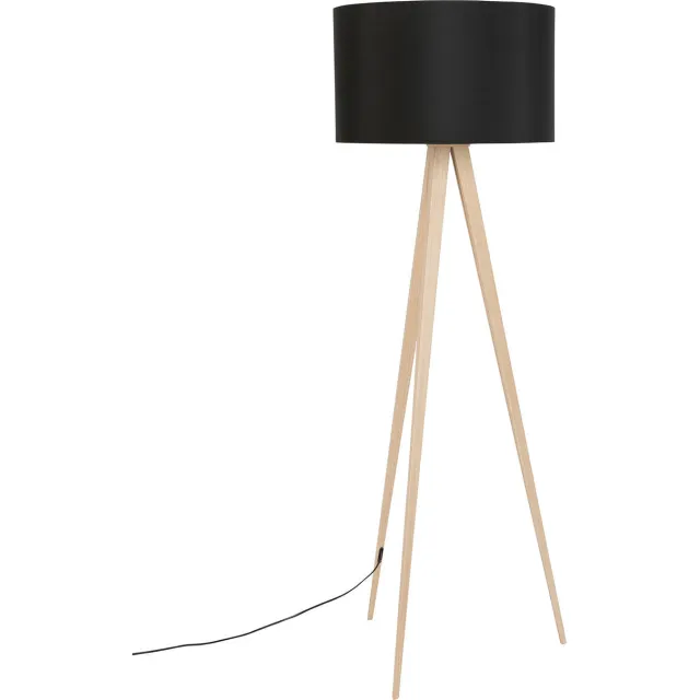 Zuiver vloerlamp Tripod Zwart, Naturel