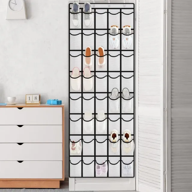 Double Horse Opbergtas / Multifunctionele deurtas voor schoenen / Opbergtas voor aan de deur / Opbergtas met 40 vakken 67*195CM Wit