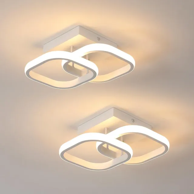 Haobosic LED Aluminium Plafondlamp - Vierkant Set - Wit - 2 Stuks - 22W 3000K White