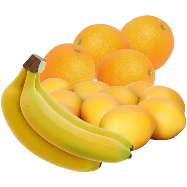 Bellatio Design Kunstfruit - fruitschaal decoratie set - bananen - citroenen - sinaasappels - fruit oranje