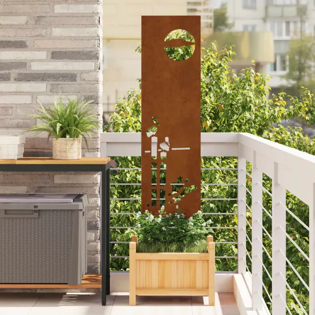vidaXL Tuin Privacy Screen Fretwerk Roestig 32 x 140 cm weervast staal