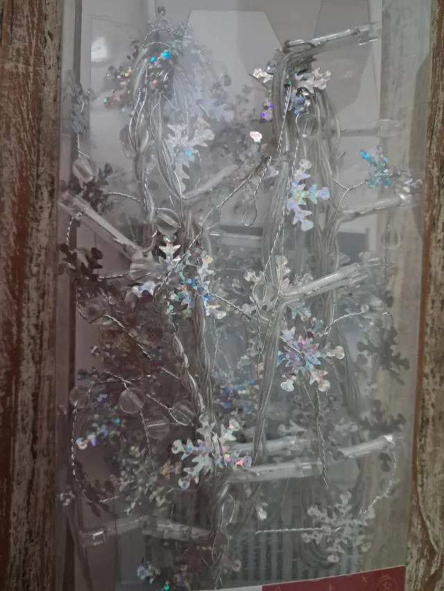 livarno Home LED Lichtdecoratie Sneeuwvlokken Zilver - op batterijen - lengte 1.2m - Met timer