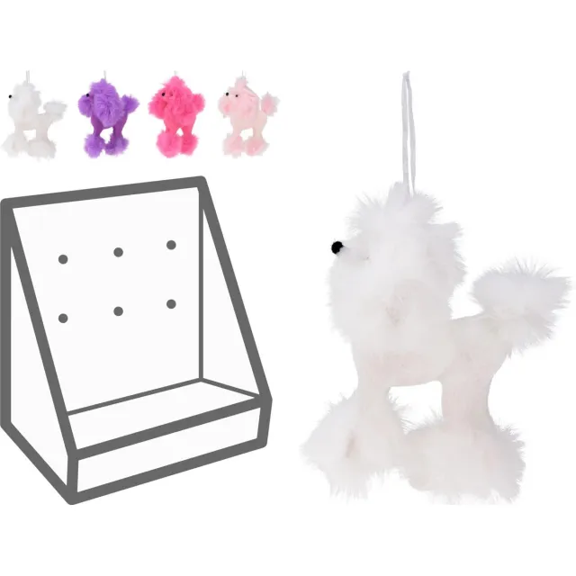 Home & Styling kersthanger pluchen poedel 12cm kerstboom decoratie. Meerkleurig