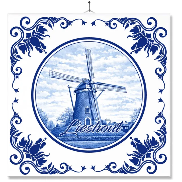MC Living Tegel Met Opdruk | Lieshout | Delft Blauw | Cadeau | Inclusief Geschenkdoos | Standaard | Ophangsysteem Ontwerp 3