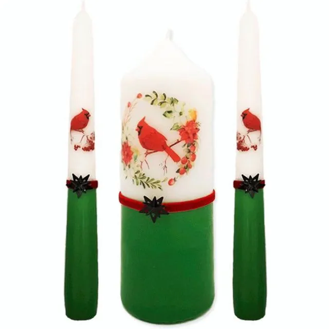 Van Licht Kerstkaarsen Geschenkset, Cadeauset Groen 3 stuks, kaarsen set