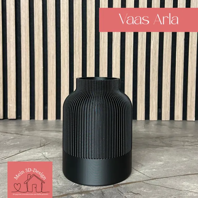 Vaas Arla - Japandi style - 3D geprint - Kunstbloemen - Legobloemen Zwart