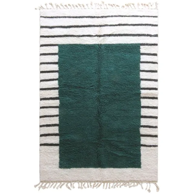 AFK Living Hedendaags Berbertapijt met grafische lijnen van wol 184 x 276 cm groen