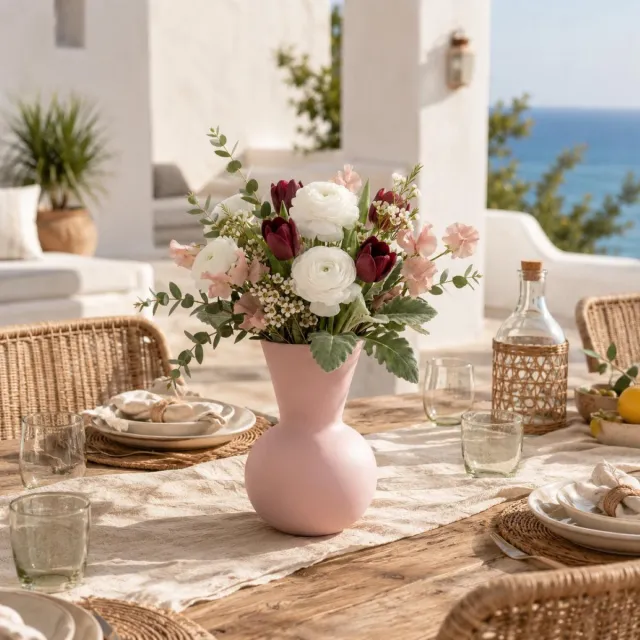 Bellatio Design Floran Bellatio bloemenvaas Gaya - roze - mat glas - 21 x 30 cm - glazen vazen
