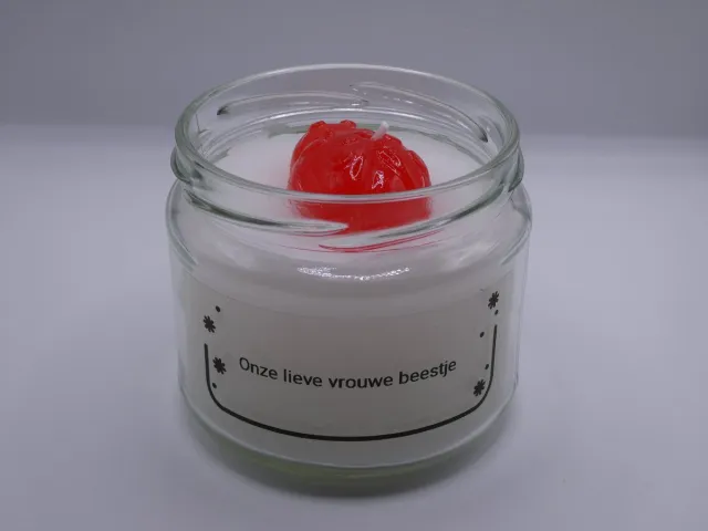 Small creations Kaars in Pot. Onze lieve vrouwenbeestje. Kokosnootgeur. Wit