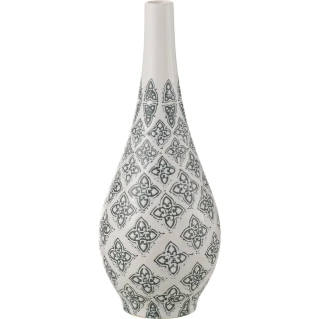 J-Line vaas Kousa Peer - porselein - blauw/wit - 43 cm hoog Multi