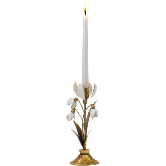 Goodwill Kaarsenhouder Sneeuwvlokjes - Goud - H 25 Cm
