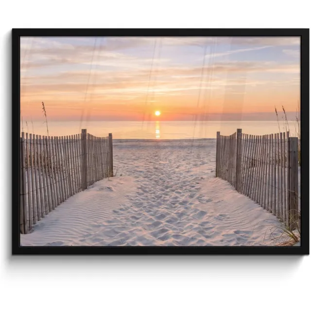 FrameYourWall Poster in lijst - Fotolijst 70x50 cm - Posters - Zonsondergang - Strand - Zand - Posterlijst zwart - Decoratie - Wanddecoratie woonkamer - Muurdecoratie slaapkamer