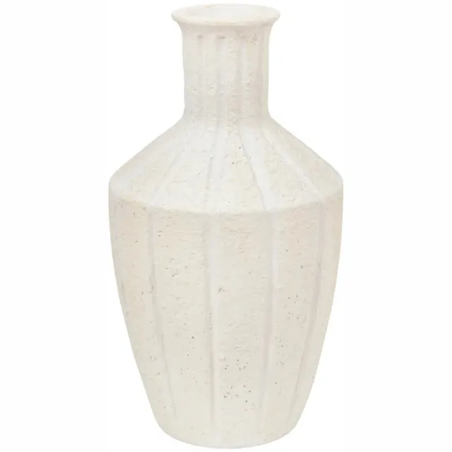 Atmosphera Bloemenvaas Sciacca - wit - keramiek - D25 x H48 cm - Stelen en boeketten - Grieks/romeins thema