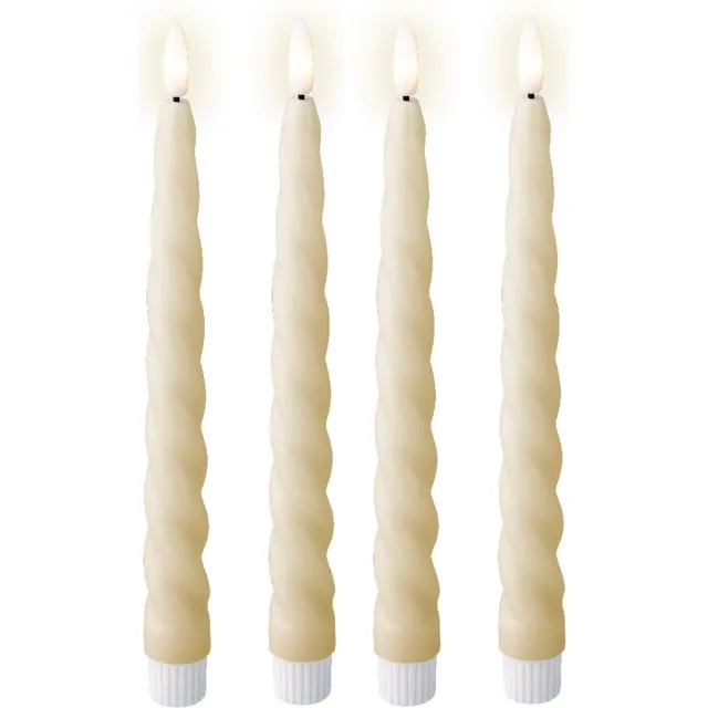 Lumineo LED dinerkaarsen - 4x st - creme wit -H24,5 cm - met timer functie
