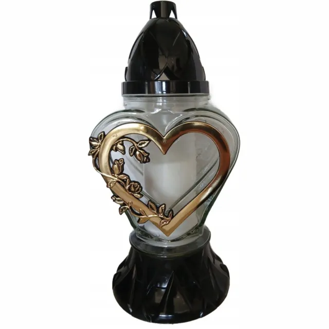Smaal deco Herdenkinglicht Amore grafdecoratie grafkaars windlicht decoratie Zwart goud