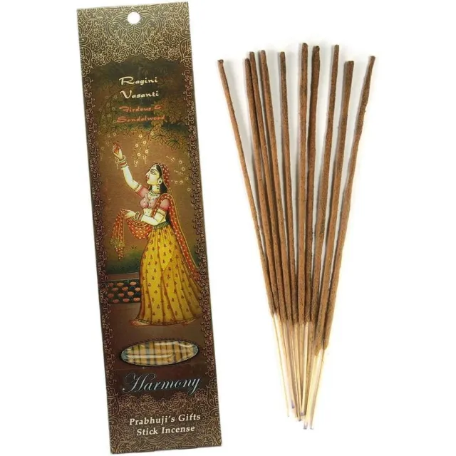 Prabhuji's Gifts Wierooksticks, handgerold, 'Ragini Vasanti' met firdous en sandelhout (Harmonie), 20 sticks Bruin