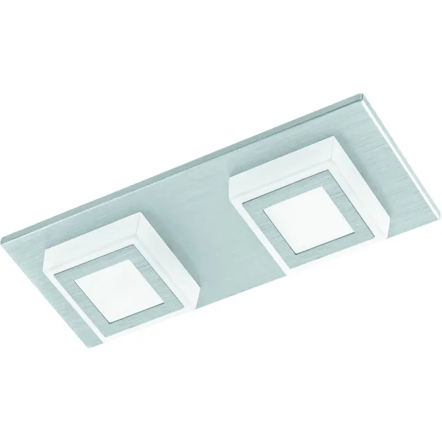 EGLO Masiano - Plafondlamp - 2 Lichts - LED - Aluminium-Geborsteld - Gesatineerd Grijs