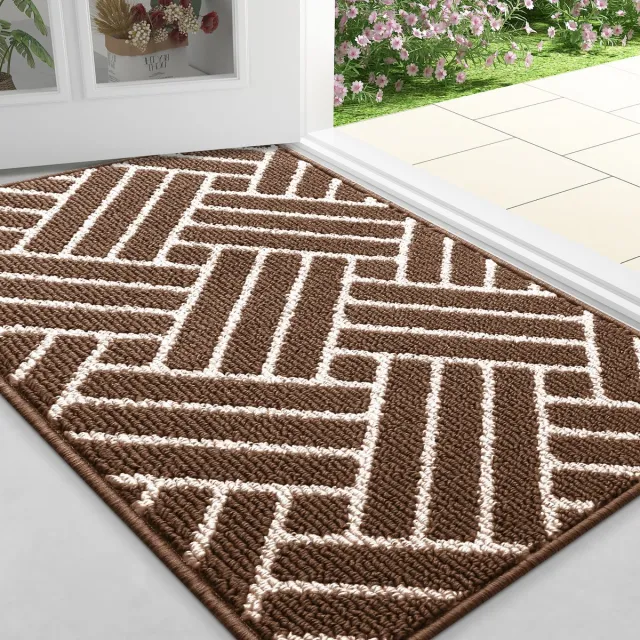 OLANLY Deurmat - Binnenmat - Makkelijk schoon te maken en vuilafstotend - Opname van water en antislip - 80x120 cm - Koffiekleurig