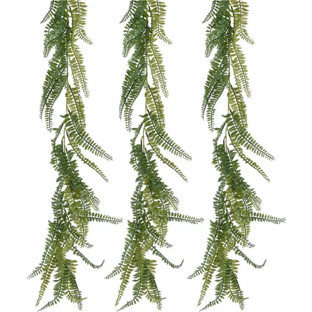 Everlands Planten slinger - 3x - varen - kunstplant - groen - 180 cm