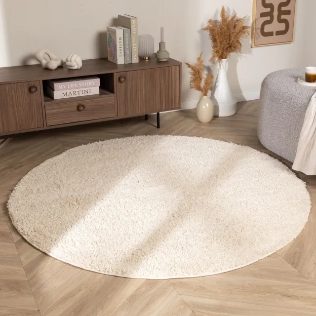 NATURL. Rond Hoogpolig vloerkleed - Wish Creme - Ø 200cm Crème