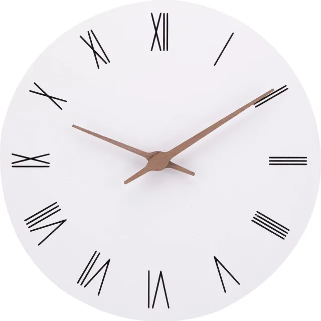meerklose Houten 30 cm stille wandklokken voor huisdecoratie woonkamer keuken groot aantal moderne klok (wit + Romeinse cijfers)