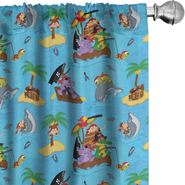 ABAKUHAUS Pirates gordijnen – 2x75x175 cm – microvezel, semi-verduisterend Mehrfarbig