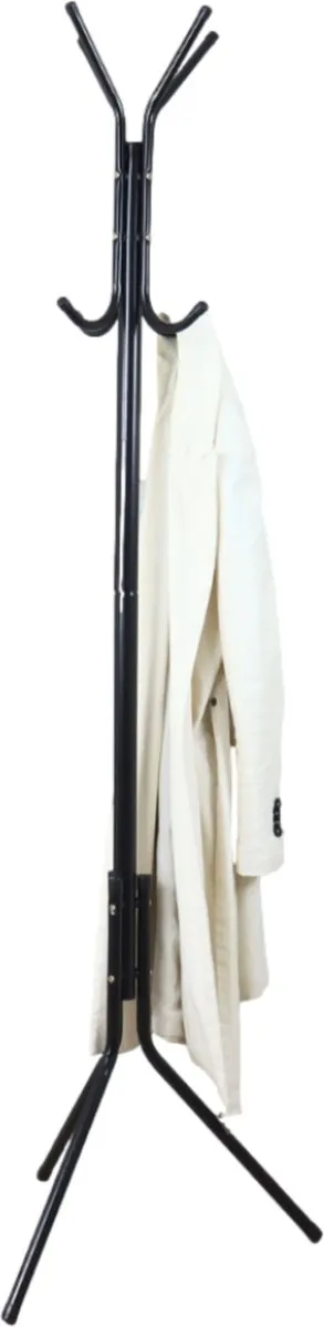 MISOU Kapstok - Staand - 8 haken - Zwart - Metaal - 171 cm - Industrieel