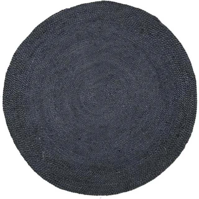 Rocaflor Vloerkleed-gevlochten-jute-zwart-rond-ø-120cm