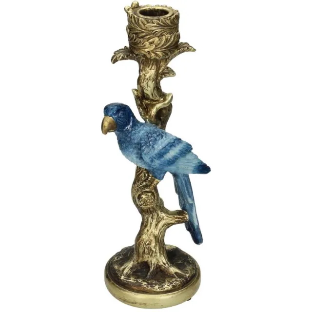 HD Collection Kandelaar Vogel Polyresin 11x9x26cm Blauw