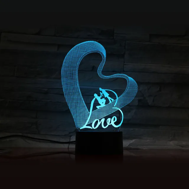 MC Living 3D Led Lamp Met Gravering - RGB 7 Kleuren - Love